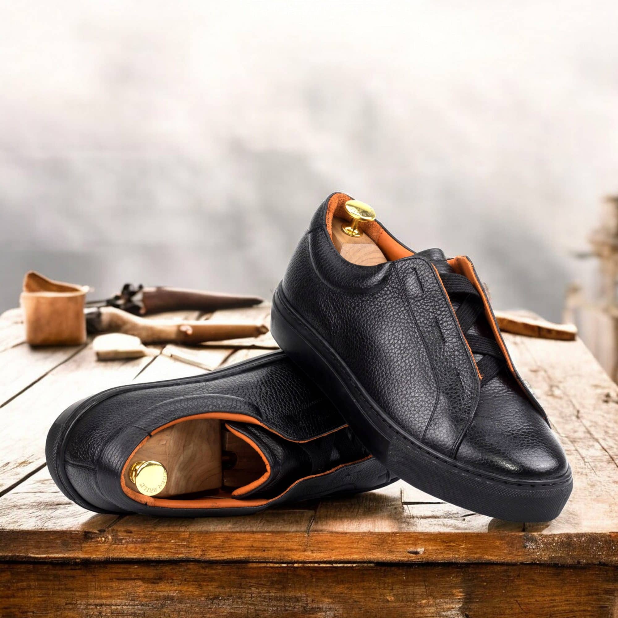 Sneaker Cuir pleine fleur · Doublure cuir fait main - Maison Le Duc