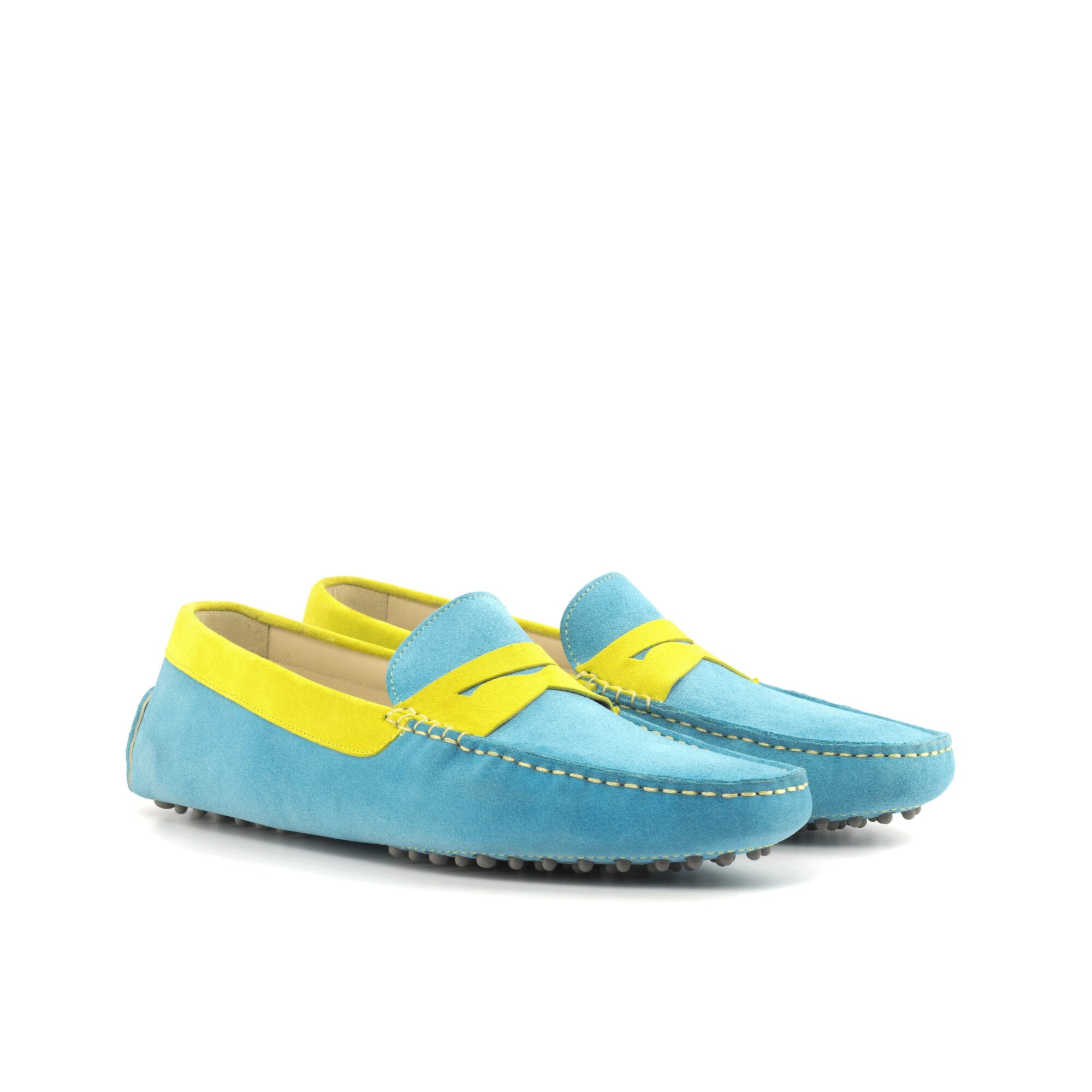 Mocassin Driver Turquoise daim Bleu Fait Main Mocassin Daim Bleu fait main - Maison Le Duc