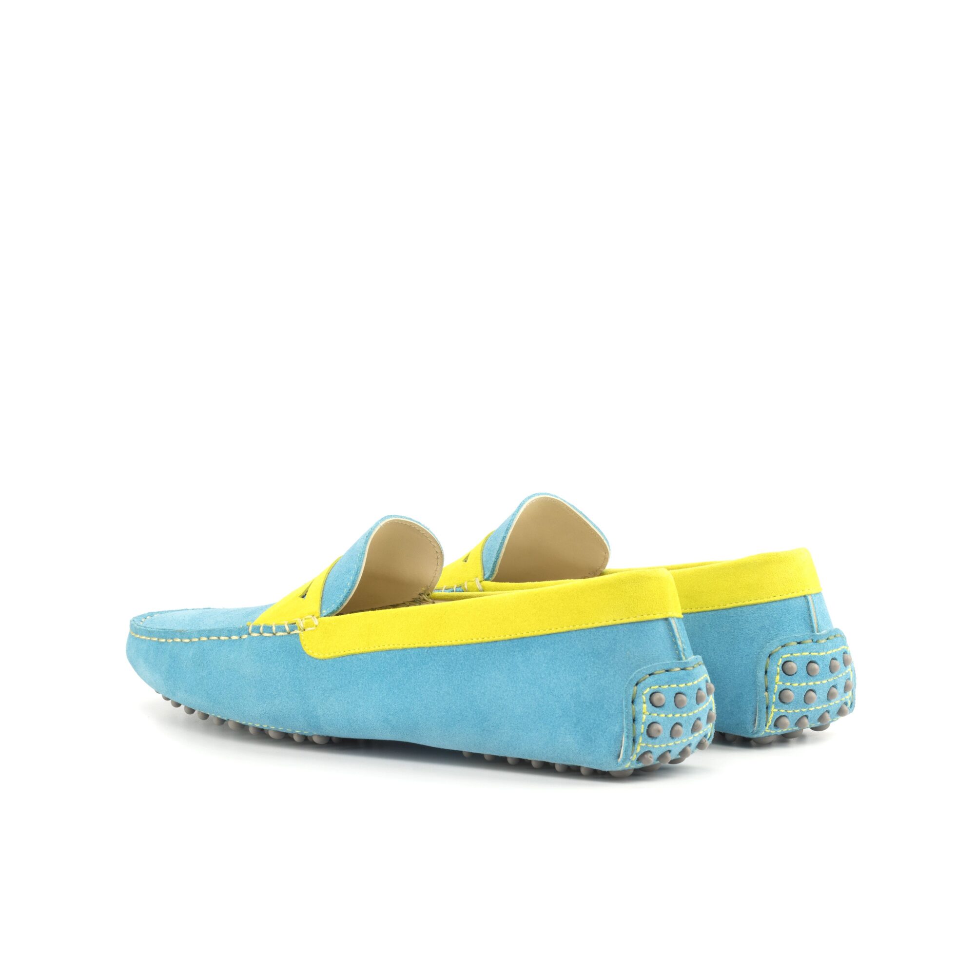 Mocassin Driver Turquoise daim Bleu Fait Main Mocassin Daim Bleu fait main - Maison Le Duc