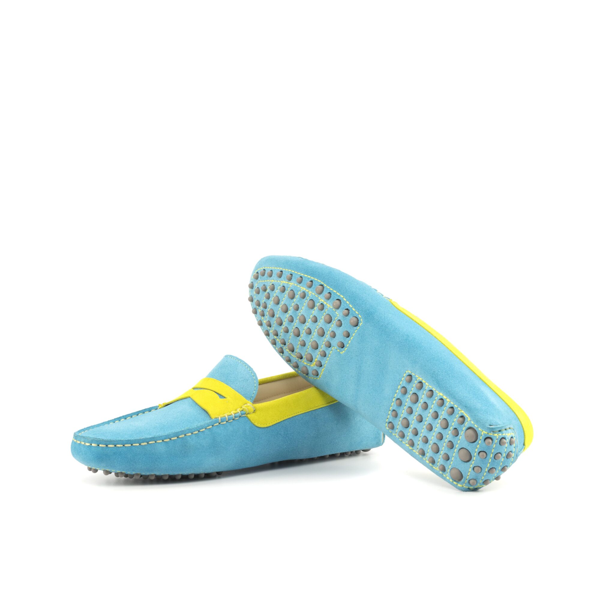 Mocassin Driver Turquoise daim Bleu Fait Main Mocassin Daim Bleu fait main - Maison Le Duc